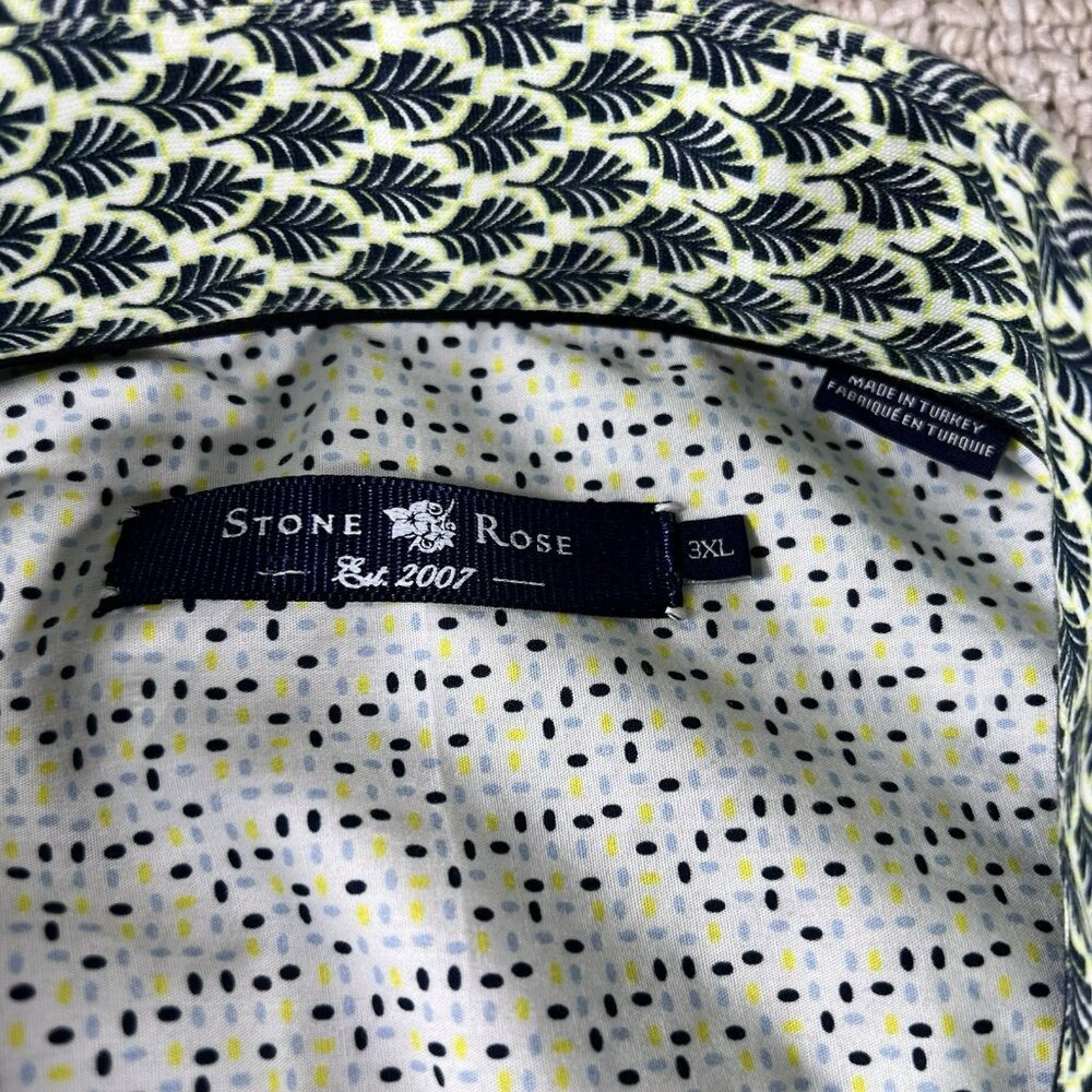 Stone Rose Tree Pattern Button Up Short Sleeve Sh… - image 3